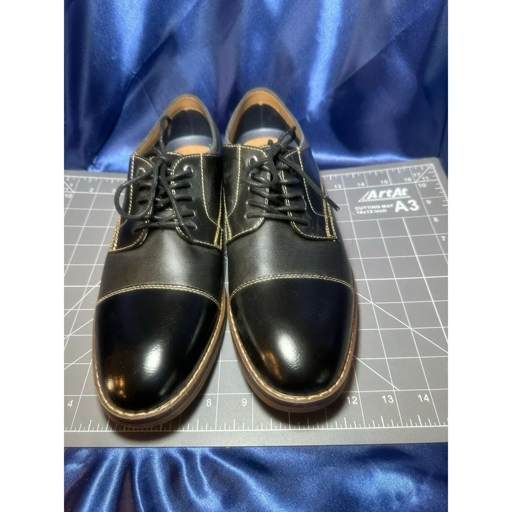 CHAPS Men's Leather Toe Lace Up Oxford Dress Shoes 10 Black